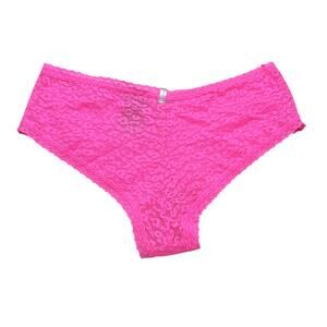 Victoria's Secret PINK Lace Jacquard Leopard Cheekster Panty Neon Pink Medium